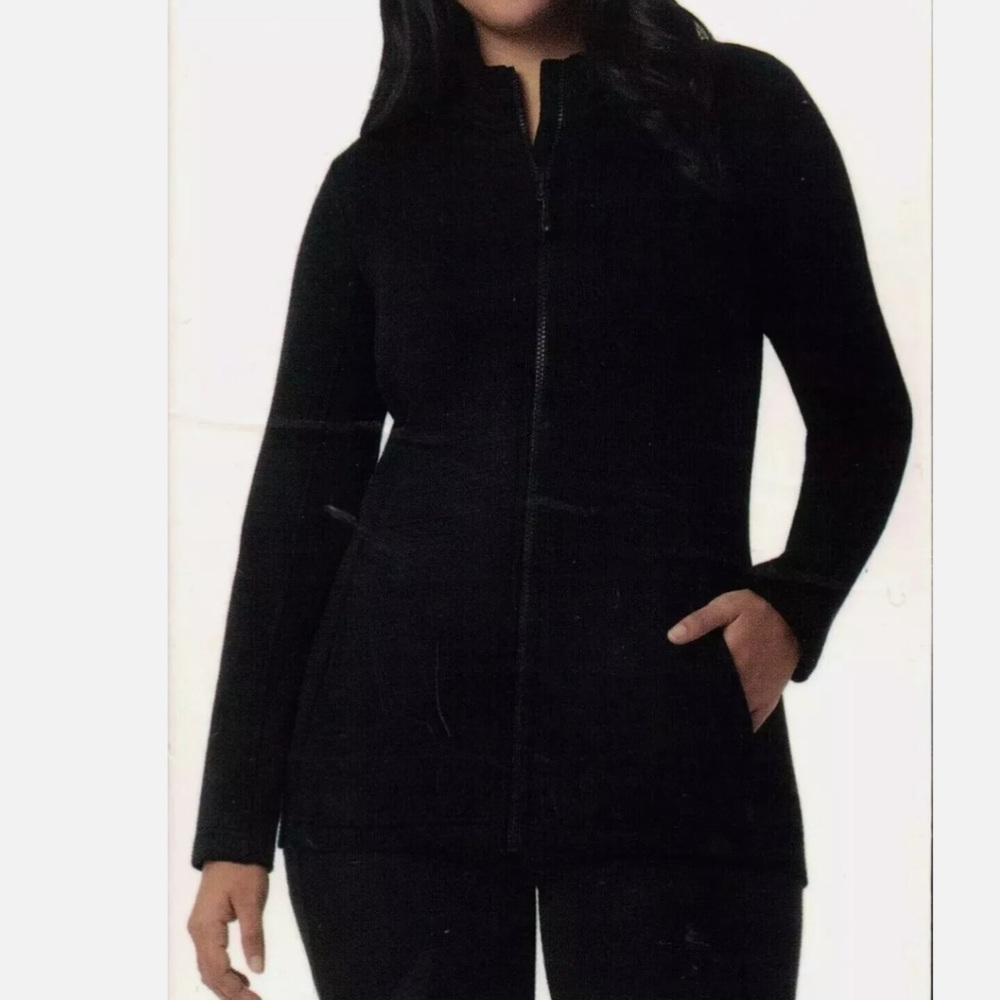 32 Degrees Women's Black Full Zip Waffle Weave Tech Active Jacket